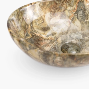 Cuba de Banheiro Lou&ccedil;a Apoio Oval 41 cm (Bari M&aacute;rmore &Ocirc;nix Marrom)