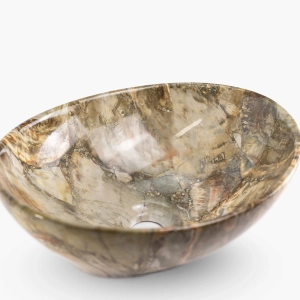 Cuba de Banheiro Lou&ccedil;a Apoio Oval 41 cm (Bari M&aacute;rmore &Ocirc;nix Marrom)