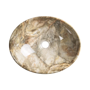 Cuba de Banheiro Lou&ccedil;a Apoio Oval 41 cm (Bari M&aacute;rmore &Ocirc;nix Marrom)