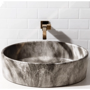 Cuba de Banheiro Lou&ccedil;a Apoio Oval 50 cm (Spezia M&aacute;rmore Grigio)