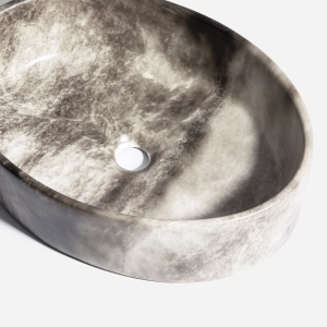 Cuba de Banheiro Lou&ccedil;a Apoio Oval 50 cm (Spezia M&aacute;rmore Grigio)