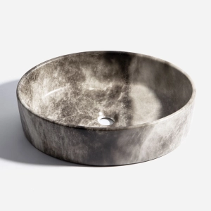 Cuba de Banheiro Lou&ccedil;a Apoio Oval 50 cm (Spezia M&aacute;rmore Grigio)