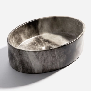 Cuba de Banheiro Lou&ccedil;a Apoio Oval 50 cm (Spezia M&aacute;rmore Grigio)