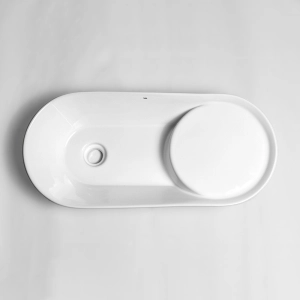 Cuba de Banheiro Louça Apoio Oval com Mesa Lateral 72 cm (Terni Branca)