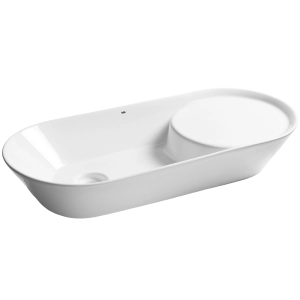 Cuba de Banheiro Louça Apoio Oval com Mesa Lateral 72 cm (Terni Branca)