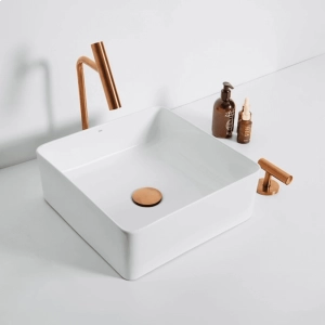 Cuba de Banheiro Lou&ccedil;a Apoio Quadrada 36 cm (Pienza Branca)