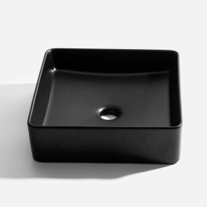 Cuba de Banheiro Louça Apoio Quadrada 36 cm (Pienza Preta)