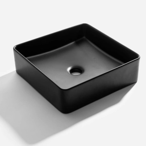 Cuba de Banheiro Louça Apoio Quadrada 36 cm (Pienza Preta)
