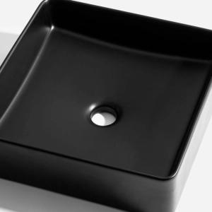 Cuba de Banheiro Louça Apoio Quadrada 36 cm (Pienza Preta)