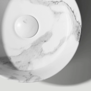 Cuba de Banheiro Lou&ccedil;a Apoio Redonda 31 cm (Zara M&aacute;rmore Calacata)