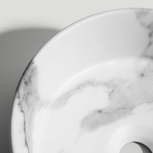 Cuba de Banheiro Lou&ccedil;a Apoio Redonda 31 cm (Zara M&aacute;rmore Calacata)