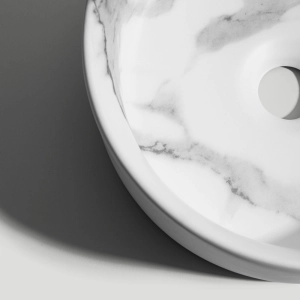 Cuba de Banheiro Lou&ccedil;a Apoio Redonda 31 cm (Zara M&aacute;rmore Calacata)