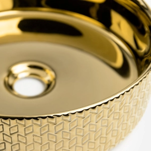 Cuba de Banheiro Lou&ccedil;a Apoio Redonda 36 cm (Porto Dourada Met&aacute;lica)