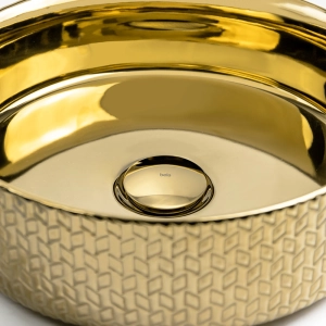 Cuba de Banheiro Lou&ccedil;a Apoio Redonda 36 cm (Porto Dourada Met&aacute;lica)