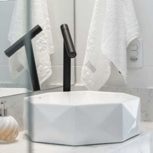 Cuba de Banheiro Louça Apoio Redonda 42 cm (Murano Branca)