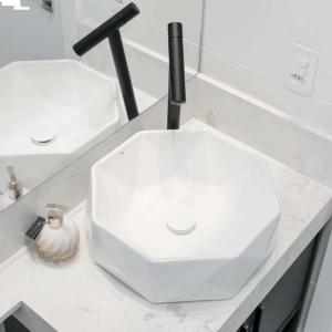 Cuba de Banheiro Louça Apoio Redonda 42 cm (Murano Branca)