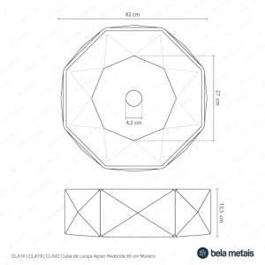 Cuba de Banheiro Louça Apoio Redonda 42 cm (Murano Branca)