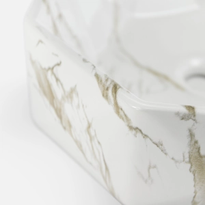 Cuba de Banheiro Lou&ccedil;a Apoio Redonda 42 cm (Murano M&aacute;rmore Carrara)