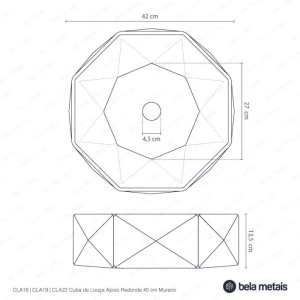 Cuba de Banheiro Lou&ccedil;a Apoio Redonda 42 cm (Murano M&aacute;rmore Carrara)