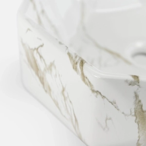 Cuba de Banheiro Lou&ccedil;a Apoio Redonda 42 cm (Murano M&aacute;rmore Carrara) - Outlet