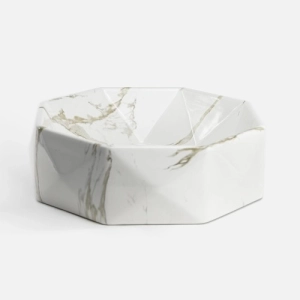 Cuba de Banheiro Lou&ccedil;a Apoio Redonda 42 cm (Murano M&aacute;rmore Carrara) - Outlet