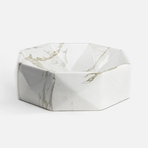 Cuba de Banheiro Lou&ccedil;a Apoio Redonda 42 cm (Murano M&aacute;rmore Carrara)