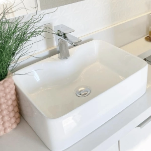 Cuba de Banheiro Louça Apoio Retangular 48 cm (Roma Branca)