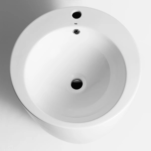 Cuba de Banheiro Louça Piso Redonda com Mesa 50 cm (Siena Branca)