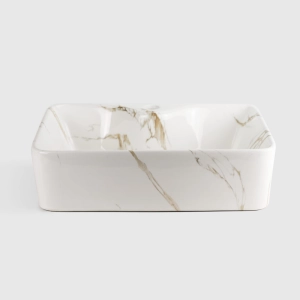 Cuba de Banheiro Lou&ccedil;a Semi Encaixe 48 cm (Sic&iacute;lia M&aacute;rmore Carrara)