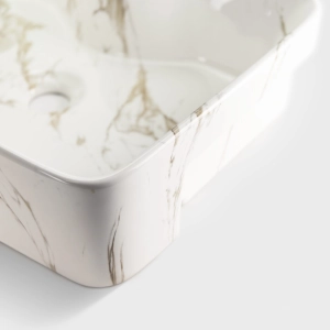 Cuba de Banheiro Lou&ccedil;a Semi Encaixe 48 cm (Sic&iacute;lia M&aacute;rmore Carrara)