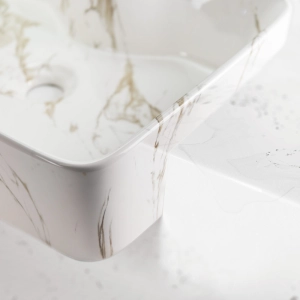 Cuba de Banheiro Lou&ccedil;a Semi Encaixe 48 cm (Sic&iacute;lia M&aacute;rmore Carrara)