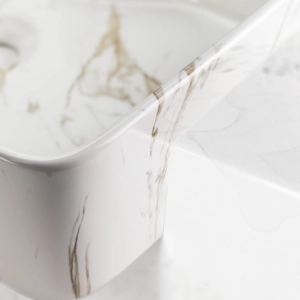 Cuba de Banheiro Lou&ccedil;a Semi Encaixe 48 cm (Sic&iacute;lia M&aacute;rmore Carrara)