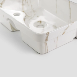 Cuba de Banheiro Lou&ccedil;a Semi Encaixe 48 cm (Sic&iacute;lia M&aacute;rmore Carrara)