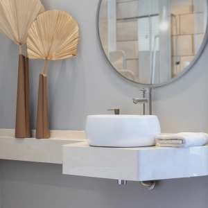 Cuba de Banheiro Lou&ccedil;a Apoio Redonda 40 cm (Lagos Branca)