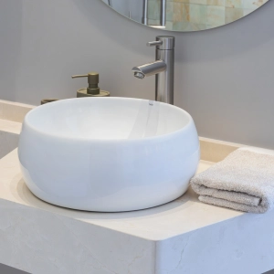 Cuba de Banheiro Lou&ccedil;a Apoio Redonda 40 cm (Lagos Branca)