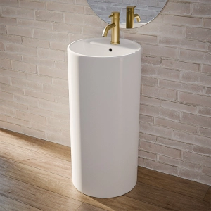 Cuba de Banheiro Lou&ccedil;a Piso Redonda com Mesa 41 cm (Toledo Branca)