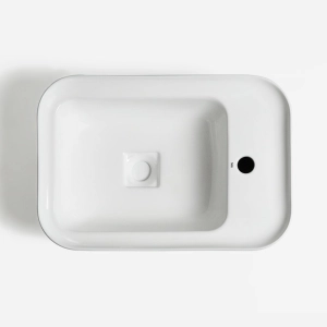 Cuba de Banheiro Lou&ccedil;a Sobrepor com Mesa Lateral 55 cm (Toulon Branca)