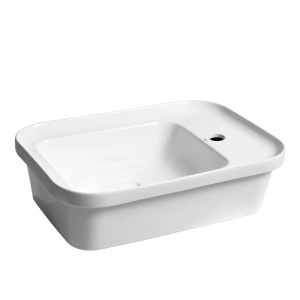 Cuba de Banheiro Lou&ccedil;a Sobrepor com Mesa Lateral 55 cm (Toulon Branca)