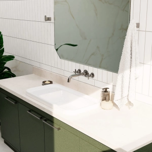 Cuba de Banheiro Louça Sobrepor com Mesa Lateral 75 cm (Arles Branca)