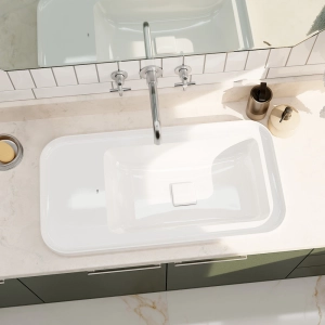 Cuba de Banheiro Louça Sobrepor com Mesa Lateral 75 cm (Arles Branca)