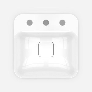 Cuba de Banheiro Louça Sobrepor Quadrada 03 Furos 38 cm (Blenda Branca)