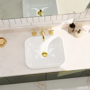 Cuba de Banheiro Lou&ccedil;a Sobrepor Retangular 43 cm (Foggia Branca)