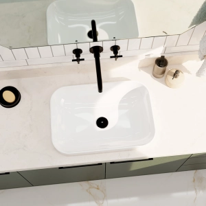 Cuba de Banheiro Louça Sobrepor Retangular 53 cm (Cannes Branca)