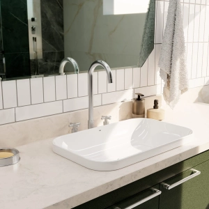 Cuba de Banheiro Louça Sobrepor Retangular 60 cm (Madri Branca)