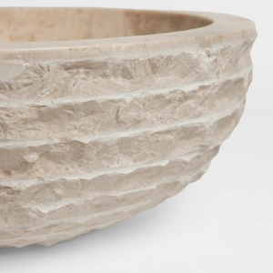 Cuba de Banheiro M&aacute;rmore Cream Esculpida Apoio Redonda at&eacute; 45 cm (Sumatra)
