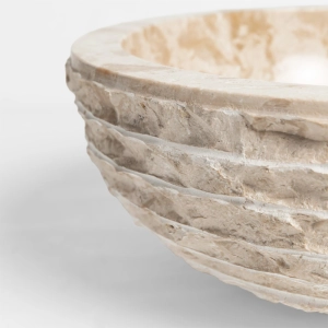 Cuba de Banheiro M&aacute;rmore Cream Esculpida Apoio Redonda at&eacute; 45 cm (Sumatra)