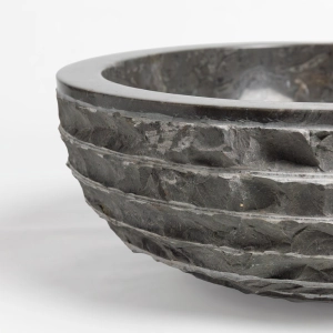 Cuba de Banheiro M&aacute;rmore Grey Esculpida Apoio Redonda at&eacute; 40 cm (Mappi)