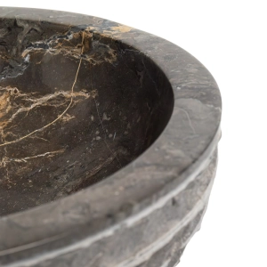 Cuba de Banheiro M&aacute;rmore Grey Esculpida Apoio Redonda at&eacute; 40 cm (Mappi)