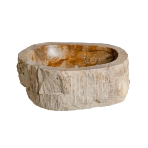 Cuba de Banheiro Madeira Petrificada Natural Apoio at&eacute; 45 cm (Kayu)
