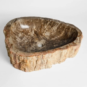 Cuba de Banheiro Madeira Petrificada Natural Apoio at&eacute; 65 cm (Kayu)